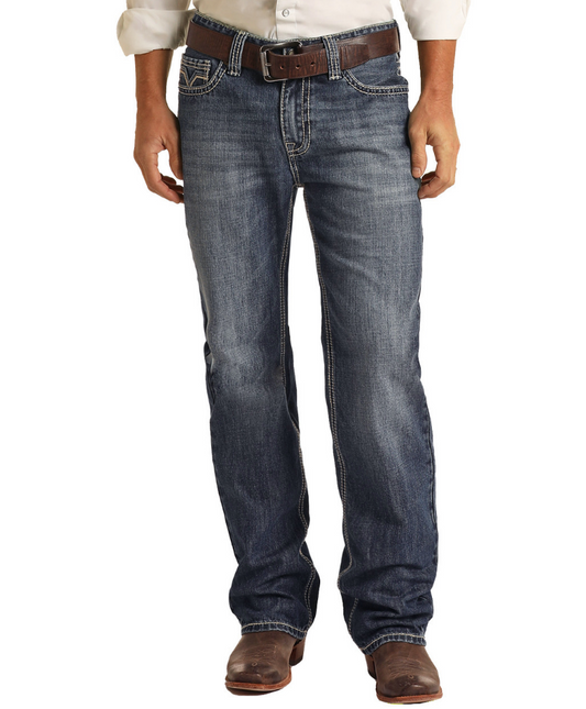 Rock & Roll Reflexed Fit Straight Two Tone Stitch Bootcut Jean 28X34