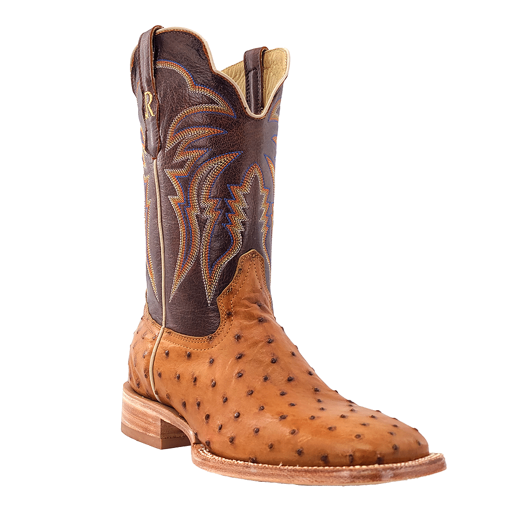 R. Watson Antique Saddle Bruciato Full Quill Ostrich Boot