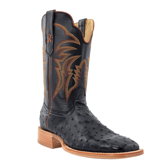 R. Watson Black Full Quill Ostrich Boot