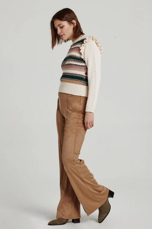 Womens Fallon Flare Suade Pant Walnut