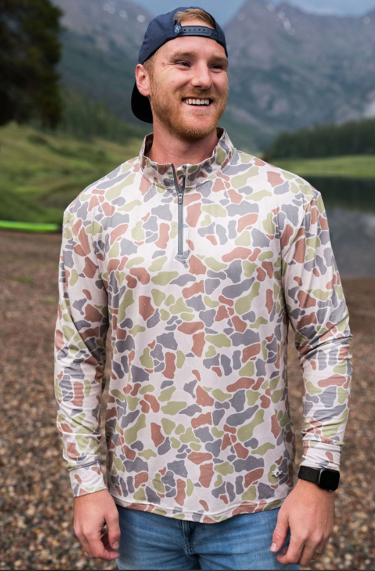 Perf. Quarter Zip Driftwood Camo Shirt