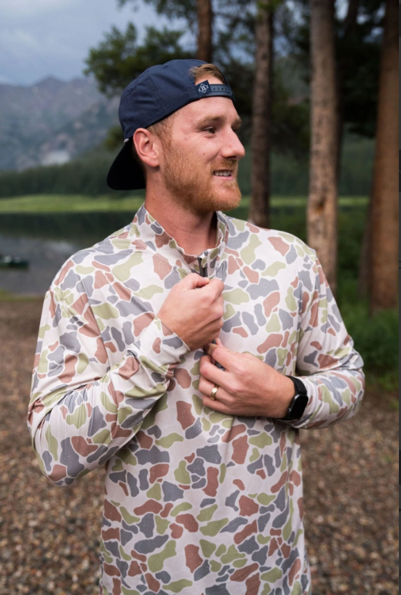 Perf. Quarter Zip Driftwood Camo Shirt