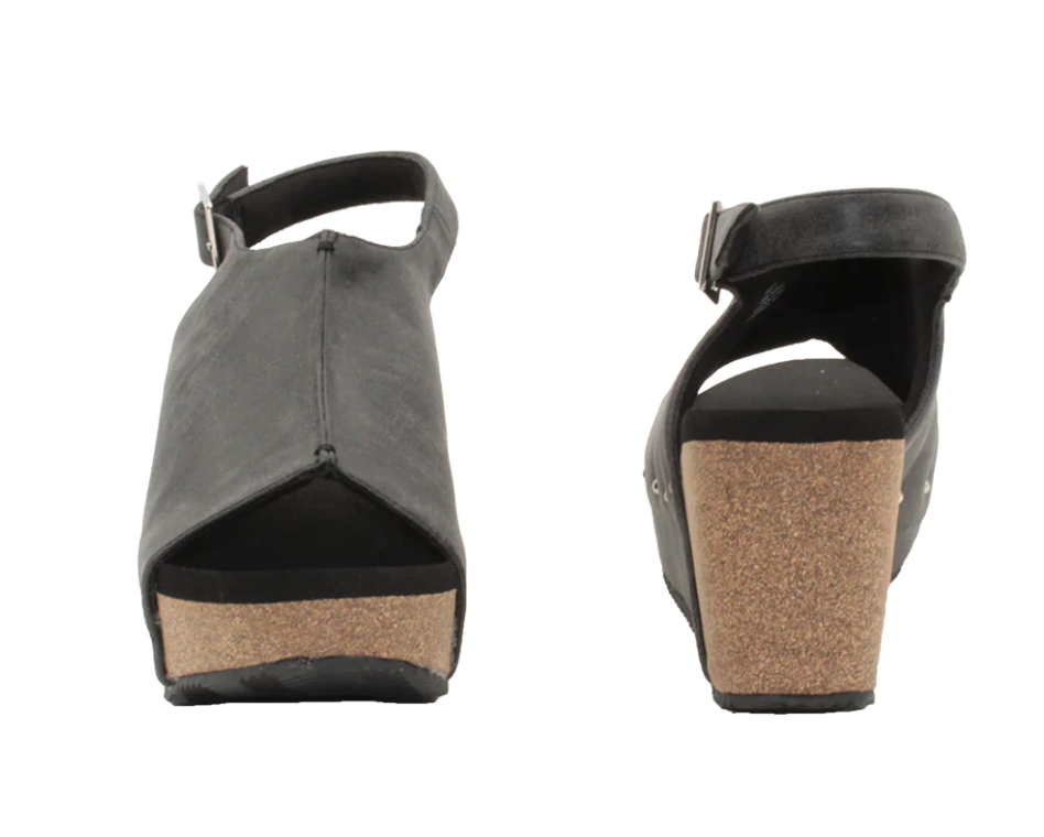 Black Wedge w/ Studs/Buckle Shoe