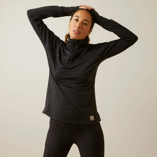 Ariat Rebar Bslyr 1/4 Zip Black Shirt