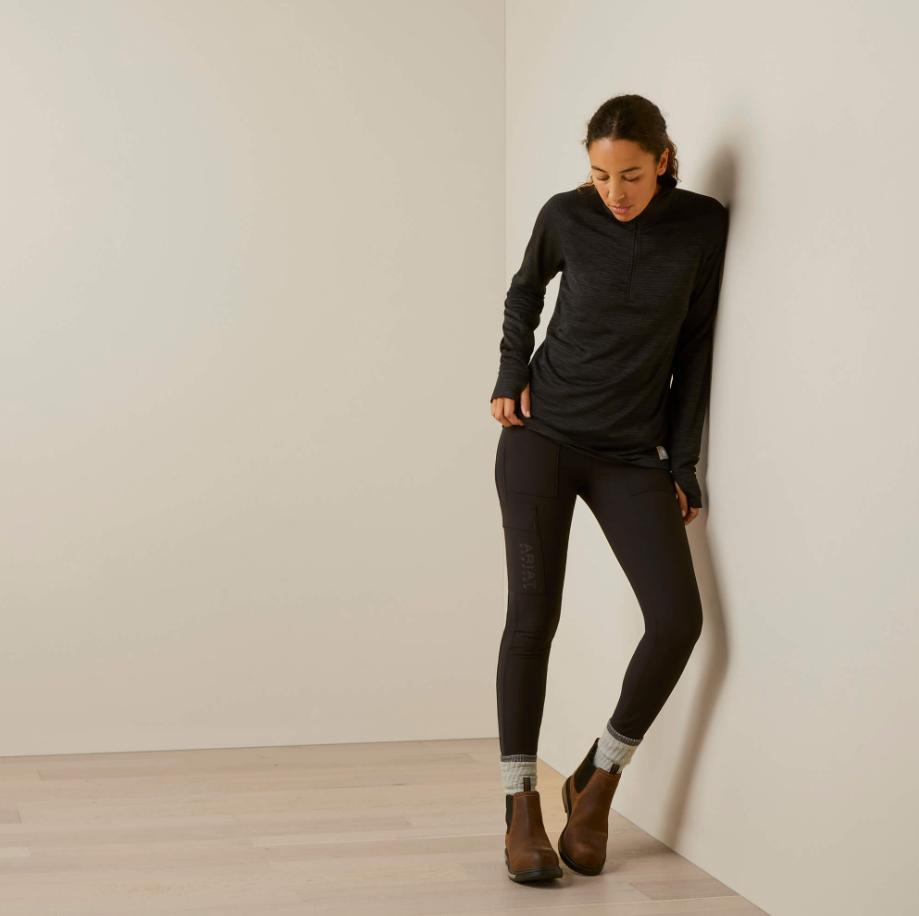 Ariat Rebar Bslyr 1/4 Zip Black Shirt
