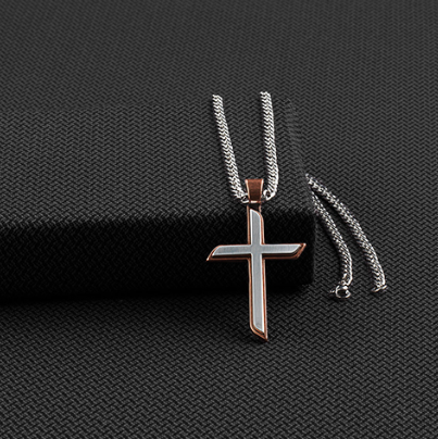 Twister Necklace 24' 2 Tone Cross