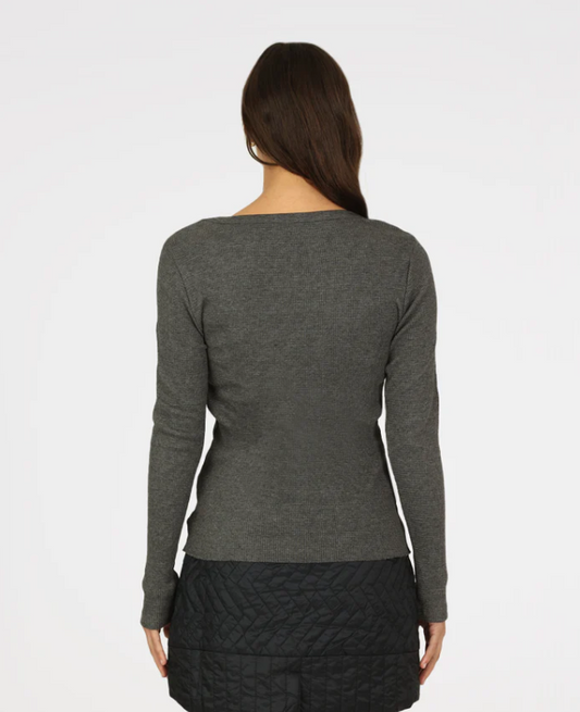 Charcoal Waffle Crew Shirt