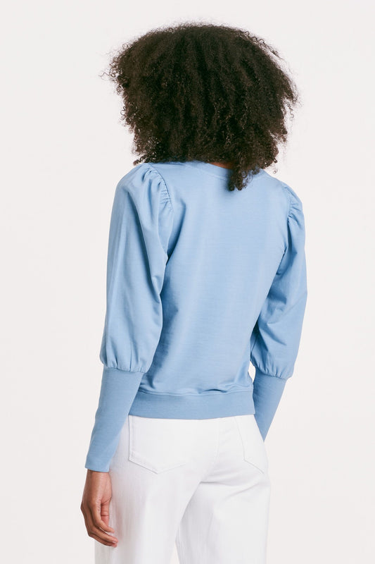 Another Love Dusty Blue Tara Puffy Sleeve Sweatshirt