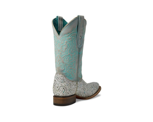 Corral Embroidered White and Turquoise Boot