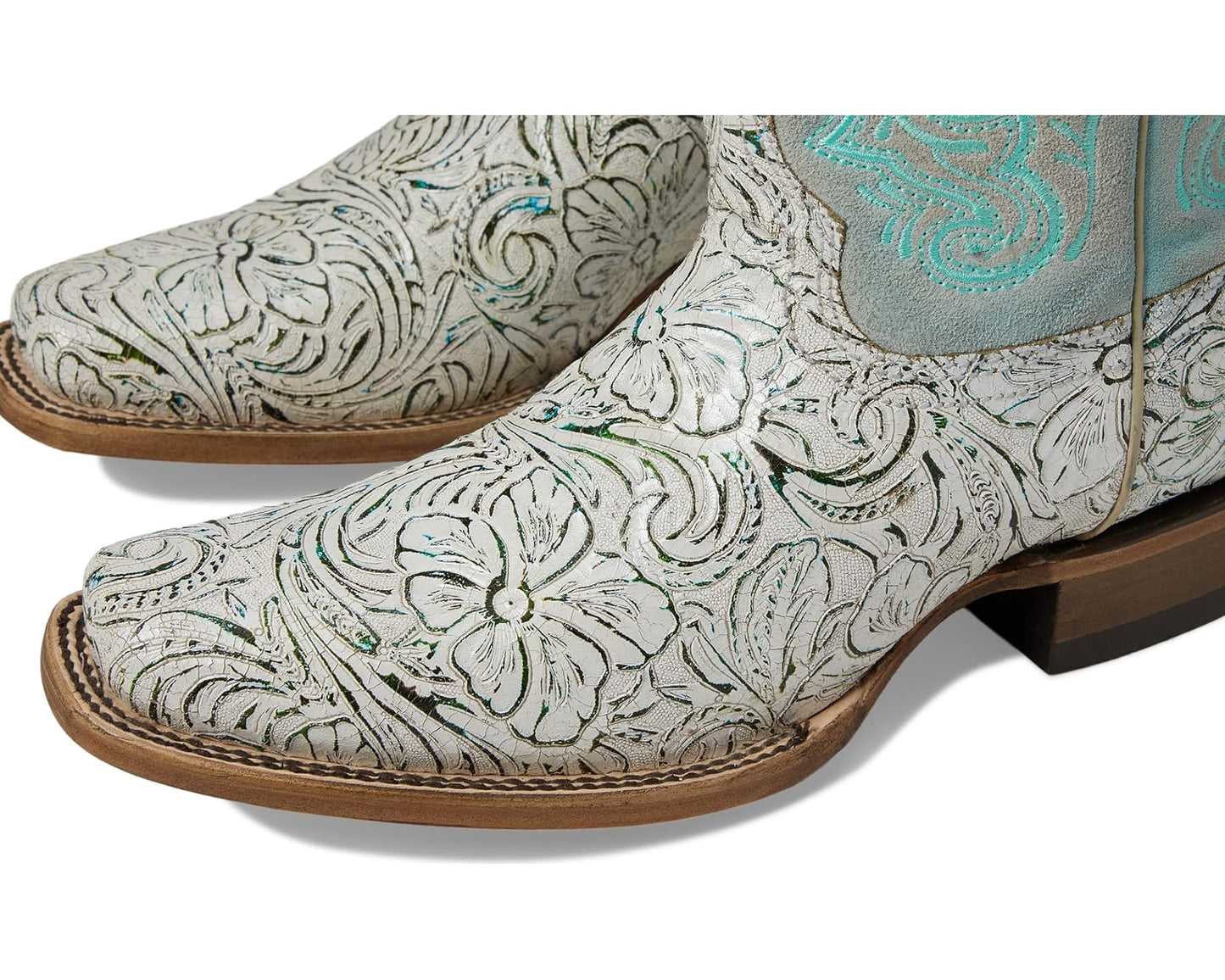 Corral Embroidered White and Turquoise Boot