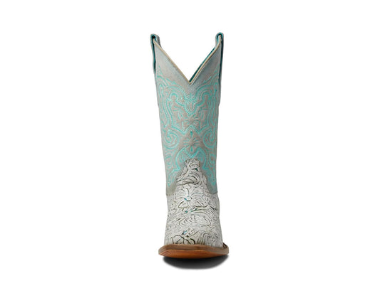 Corral Embroidered White and Turquoise Boot