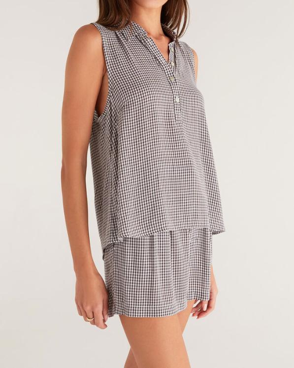 Z Supply Harper Gingham Top Shadow XS
