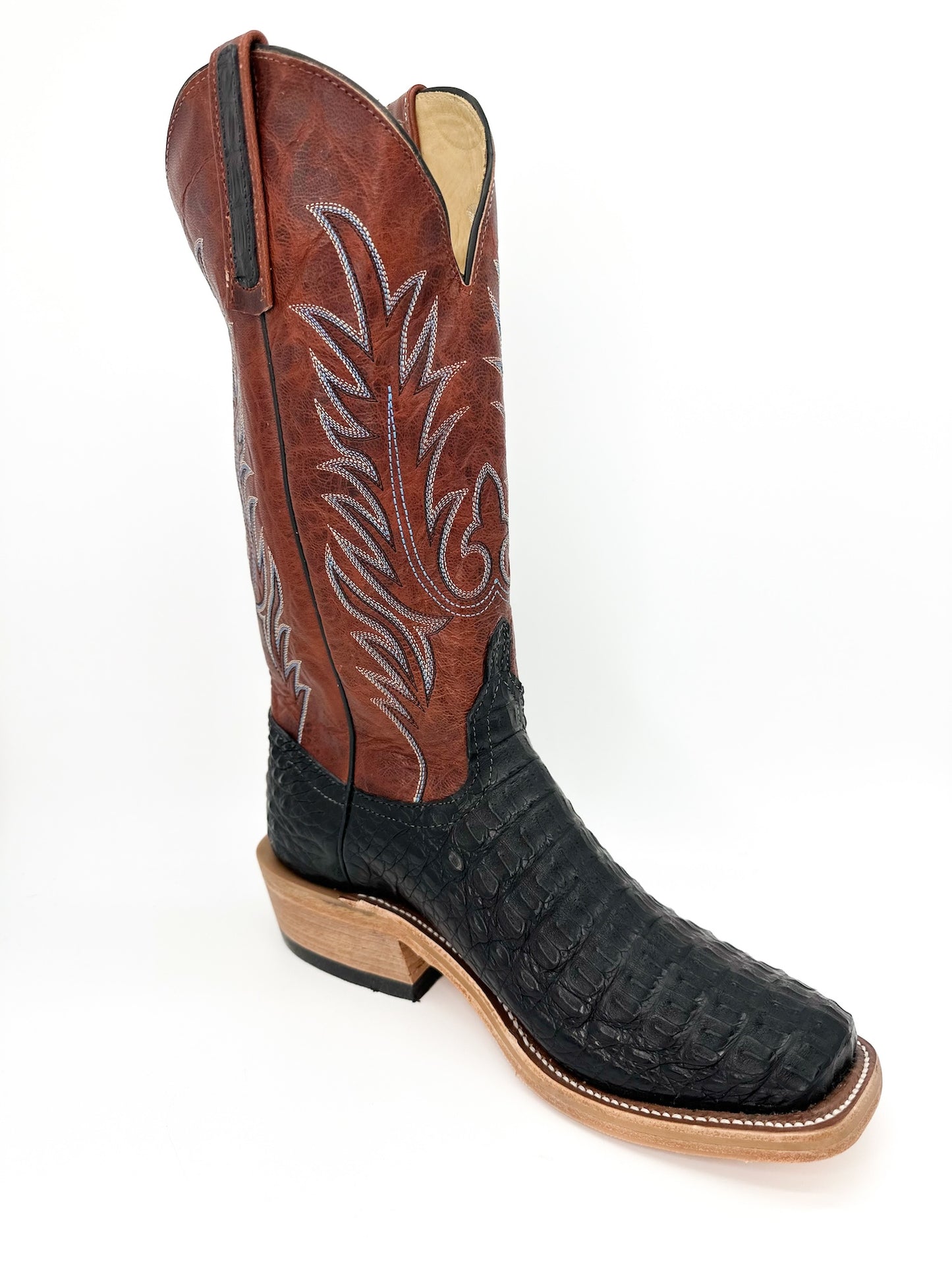 Anderson Bean Black Lux Hornback Caiman Boot