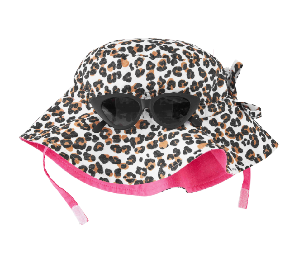 Mudpie Toddler Leopard Sun Hat & Glasses Set