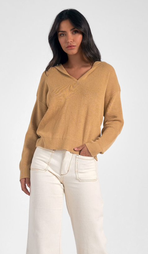 Elan V Neck Beige Sweater SW11067
