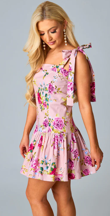 BUDDY LOVE Flirtini Drop Waist Mini Dress - Blushing