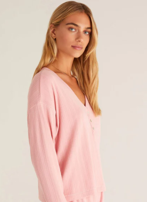 Dusk Pointelle LS Top Blush Pink