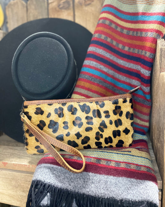 American Darling Cheetah Cowhide Wristlet