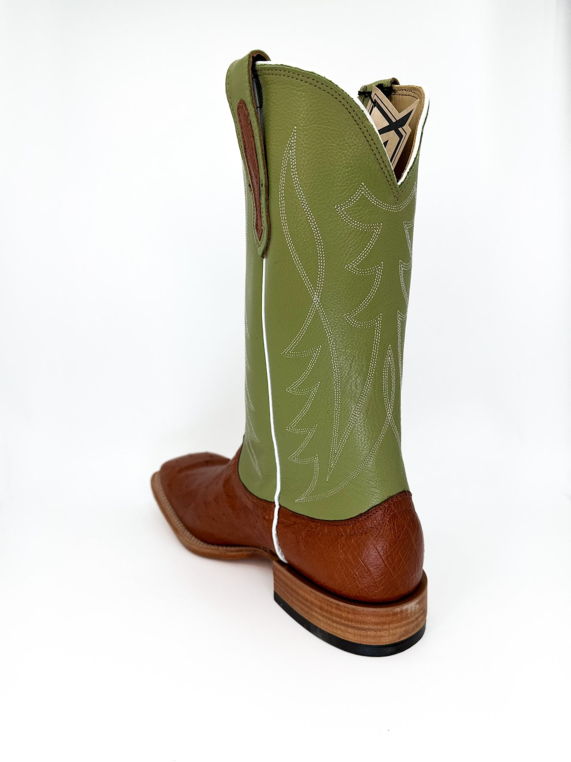 Fenoglio Cognac Smooth Ostrich with Light Olive Boot