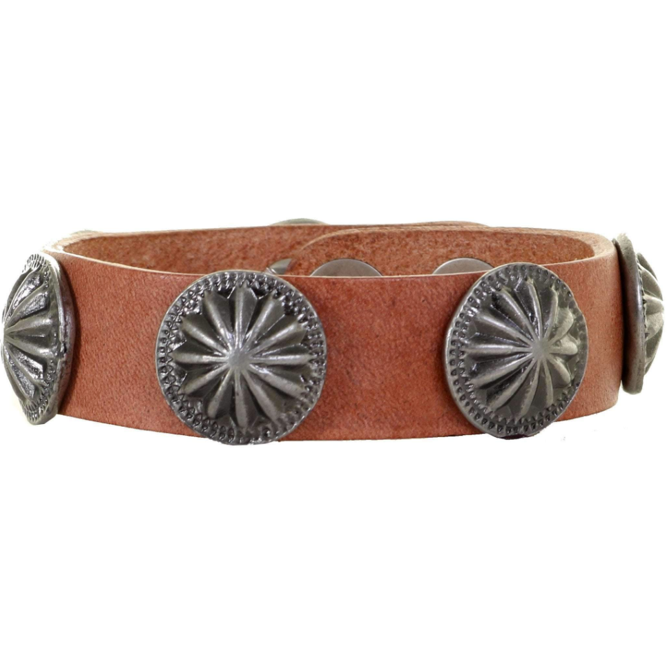 Double J Saddlery Harness Leather Concho Cuff Bracelet