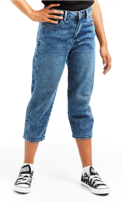 Tractr High Rise Crop Barrel Jeans