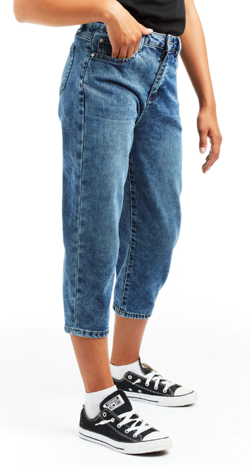 Tractr High Rise Crop Barrel Jeans