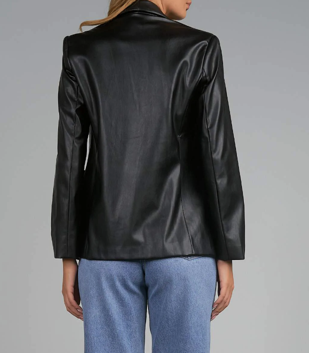Womens Kiki Faux Leather Blazer