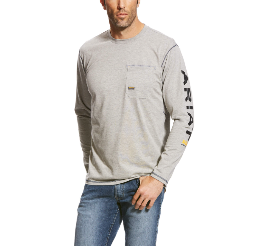 Ariat Rebar Workman Logo Long Sleeve Shirt Heather Grey S