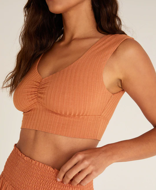 Z Supply Hazey Rib Tank Bra Copper XS