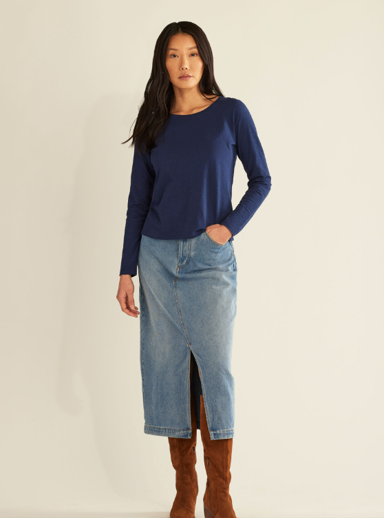 Pendleton Long Sleeve Crewneck Tee in Indigo