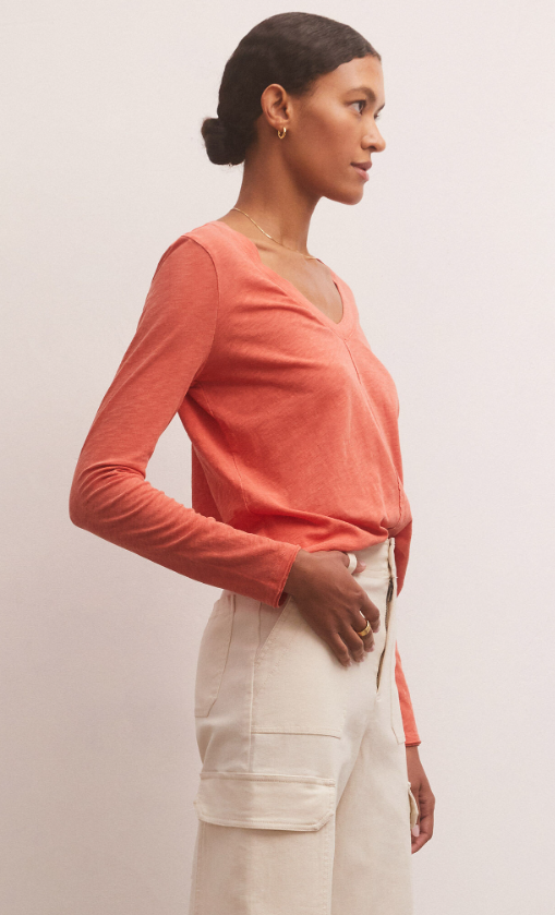 Z Supply Dream Slub Long Sleeve Tee Lava