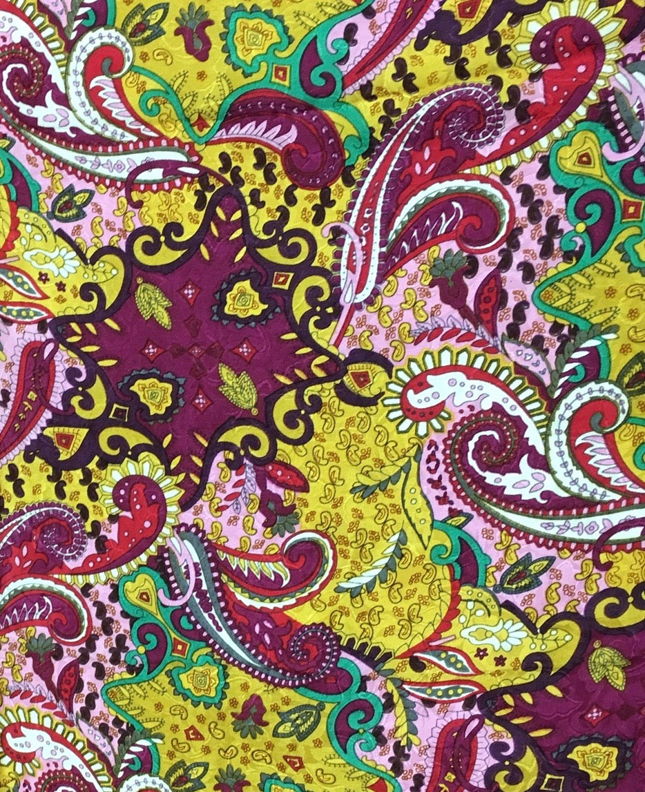 Lemon Berry Paisley Jacquard Silk Scarf