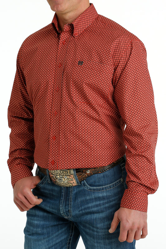 Cinch Men's Red Geometric Print Western Shirt