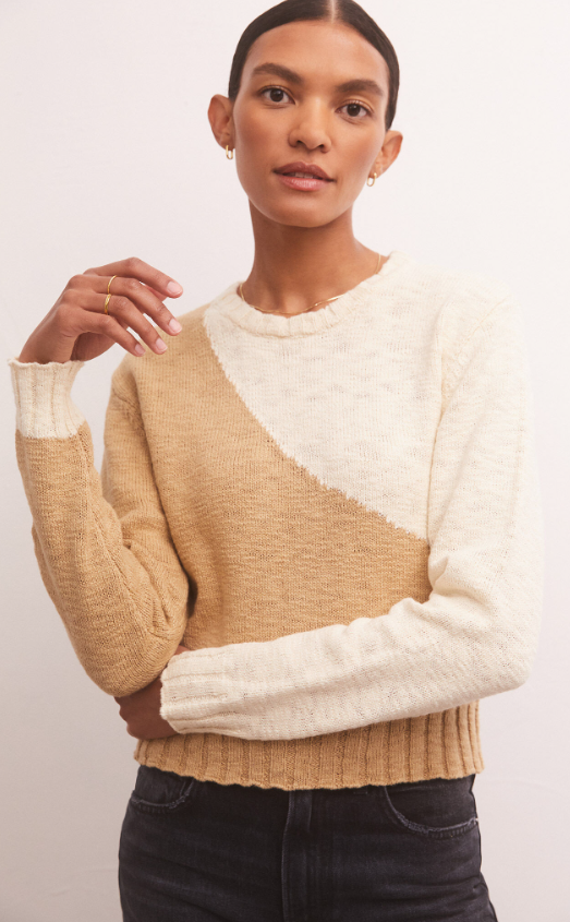 Z Supply Nadira Color Block Sweater Rattan