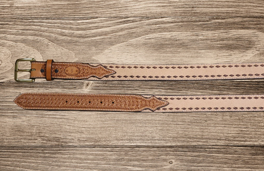 Texas Saddlery Saddle Tan Spider Buckstitch Belt