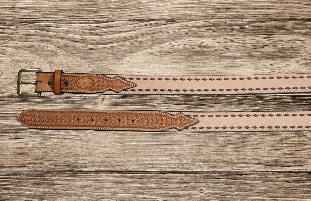 Texas Saddlery Saddle Tan Spider Buckstitch Belt