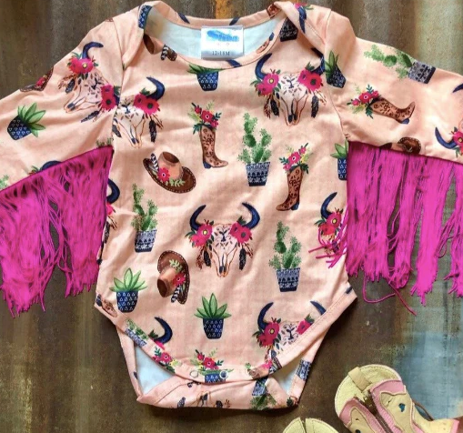 Multi Print w/Fringe Onsie