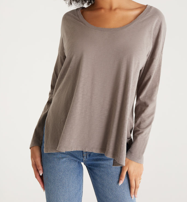 Z Supply Farren Slub Long Sleeve Tee Ash S