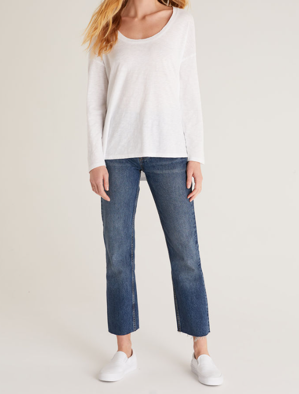 Z Supply Farren Slub Long Sleeve Tee White S