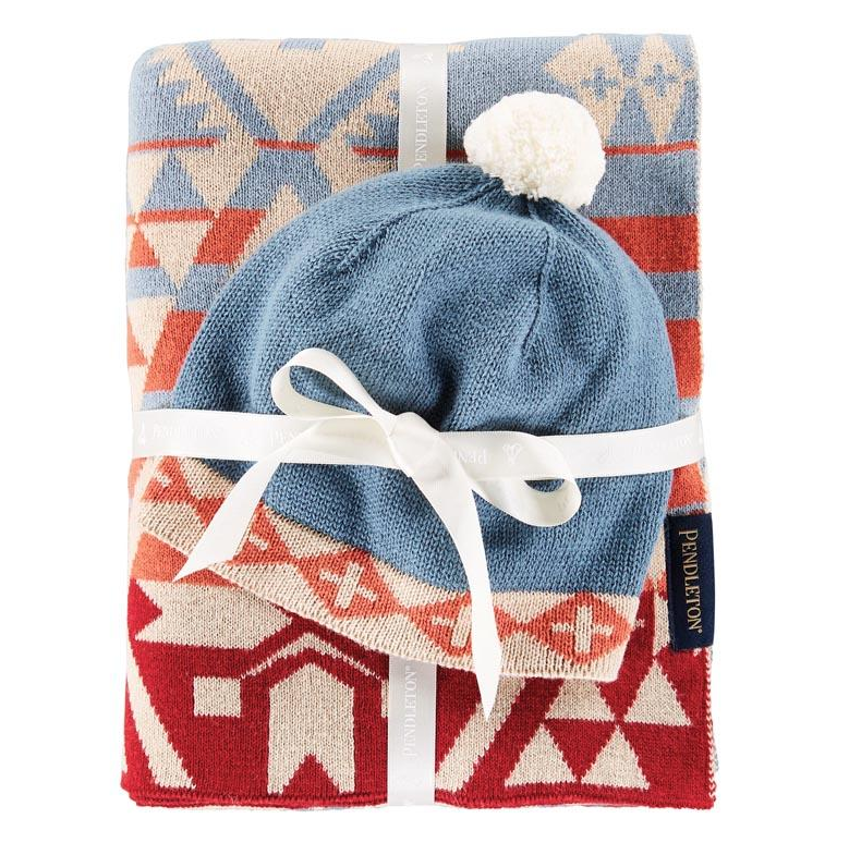 Pendleton OC Knit Baby Blanket with Beanie Cnynlnds Dsrt Sky