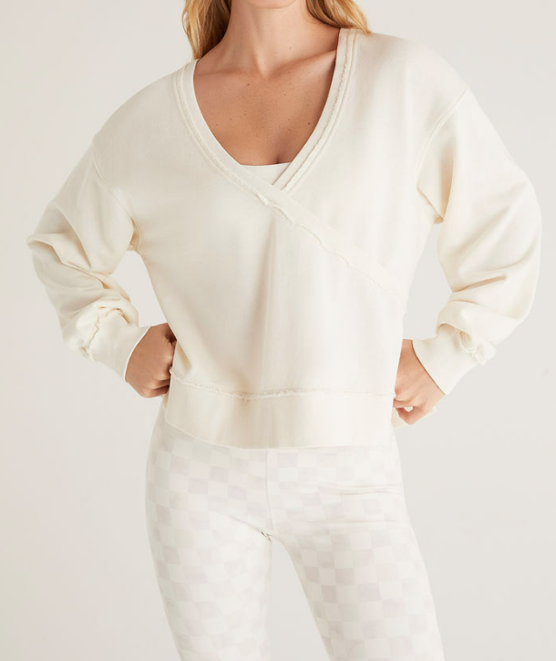 Z Supply Reversible Washed Sweatshirt Sandstone S