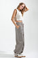 Elastic Waist Vintage Washed Stripe Pants in Latte