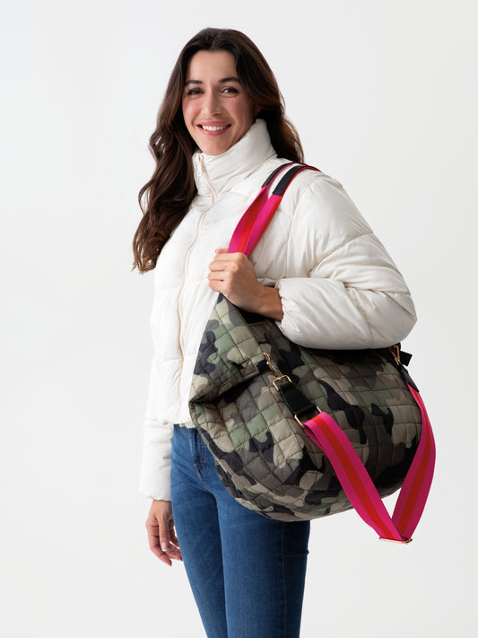 Shiraleah Ezra Quilted Nylon Travel Tote in Camo