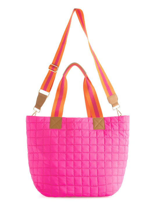 Shiraleah Ezra Magenta Quilted Nylon Travel Tote