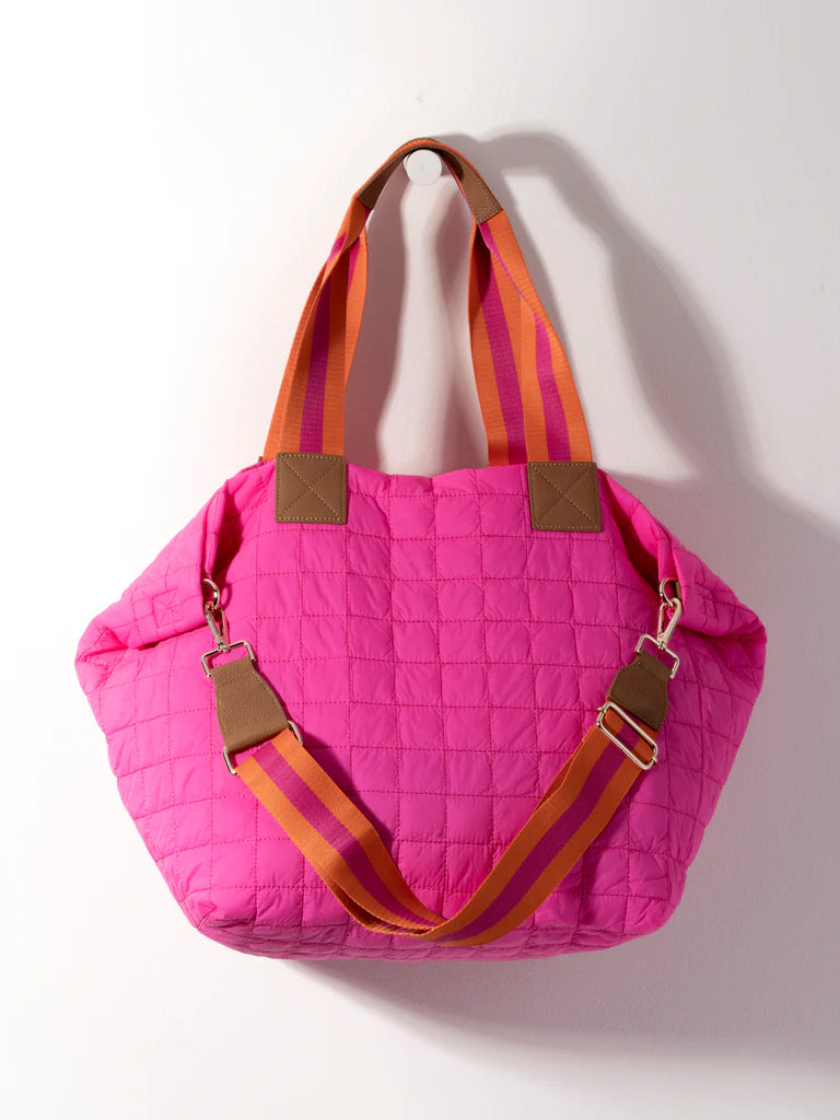 Shiraleah Ezra Magenta Quilted Nylon Travel Tote