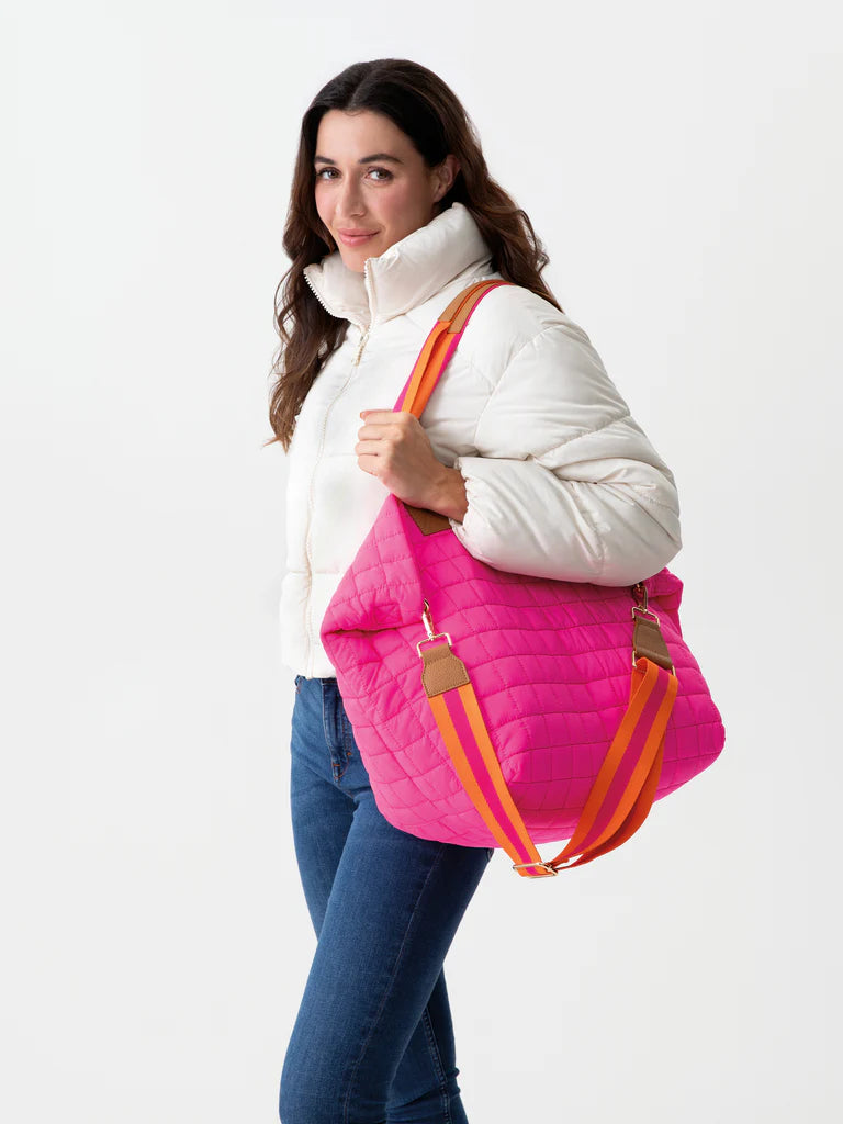 Shiraleah Ezra Magenta Quilted Nylon Travel Tote