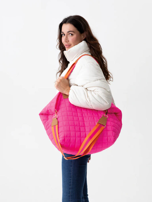 Shiraleah Ezra Magenta Quilted Nylon Travel Tote