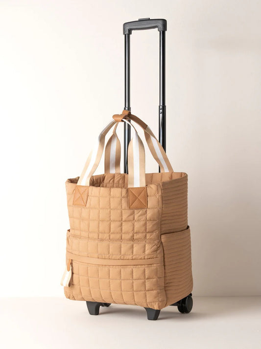 Shiraleah Ezra Tan Quilted Nylon Roller Tote