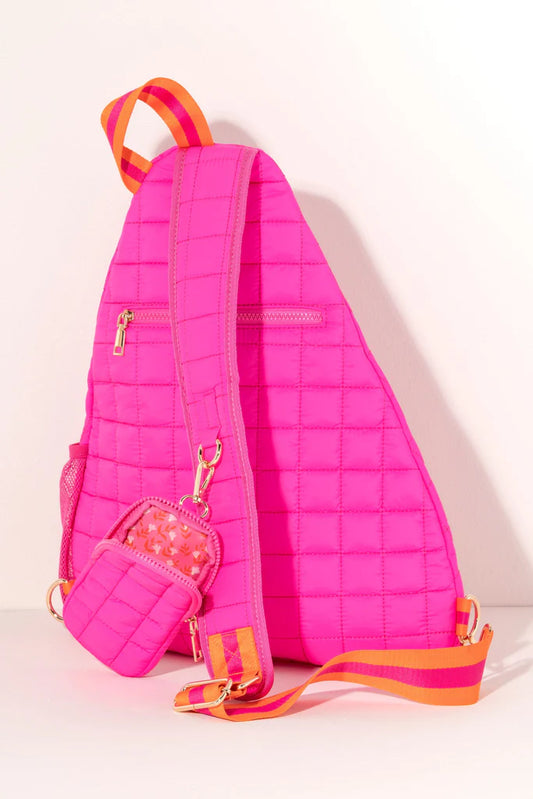 Shiraleah Ezra Magenta Quilted Nylon Sling Bag