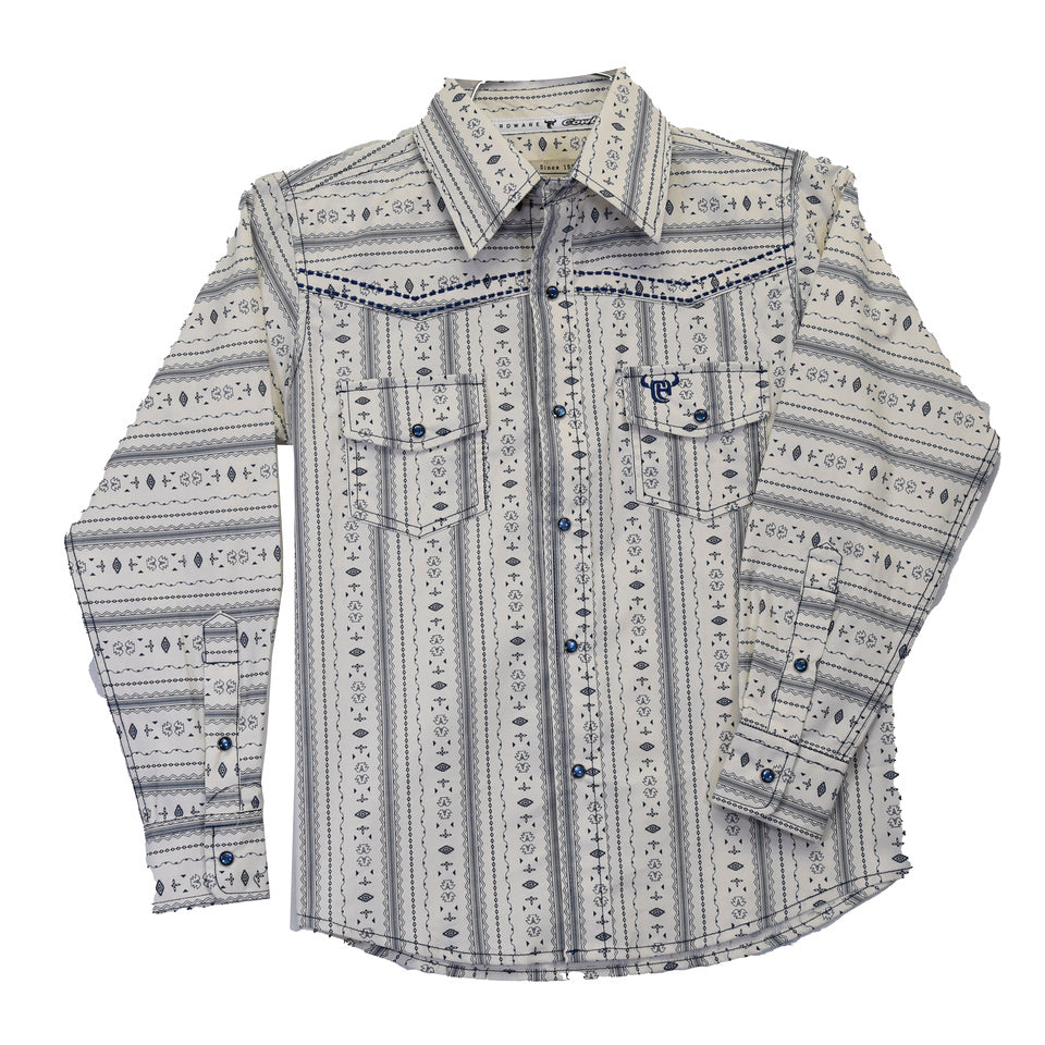 Cowboy Hardware Aztec Cream and Navy Striped Shirt – Cowboy Headquarters